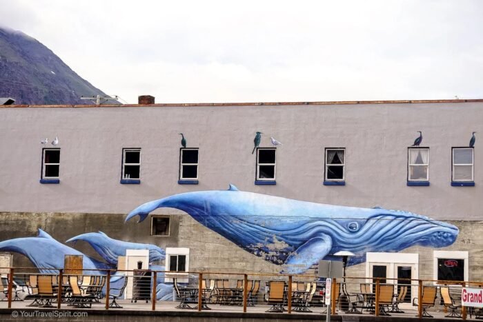 Seward, Alaska, mural, whales
