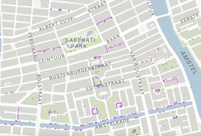 Interactive map of cherry Blossoms In De Pijp, Amsterdam