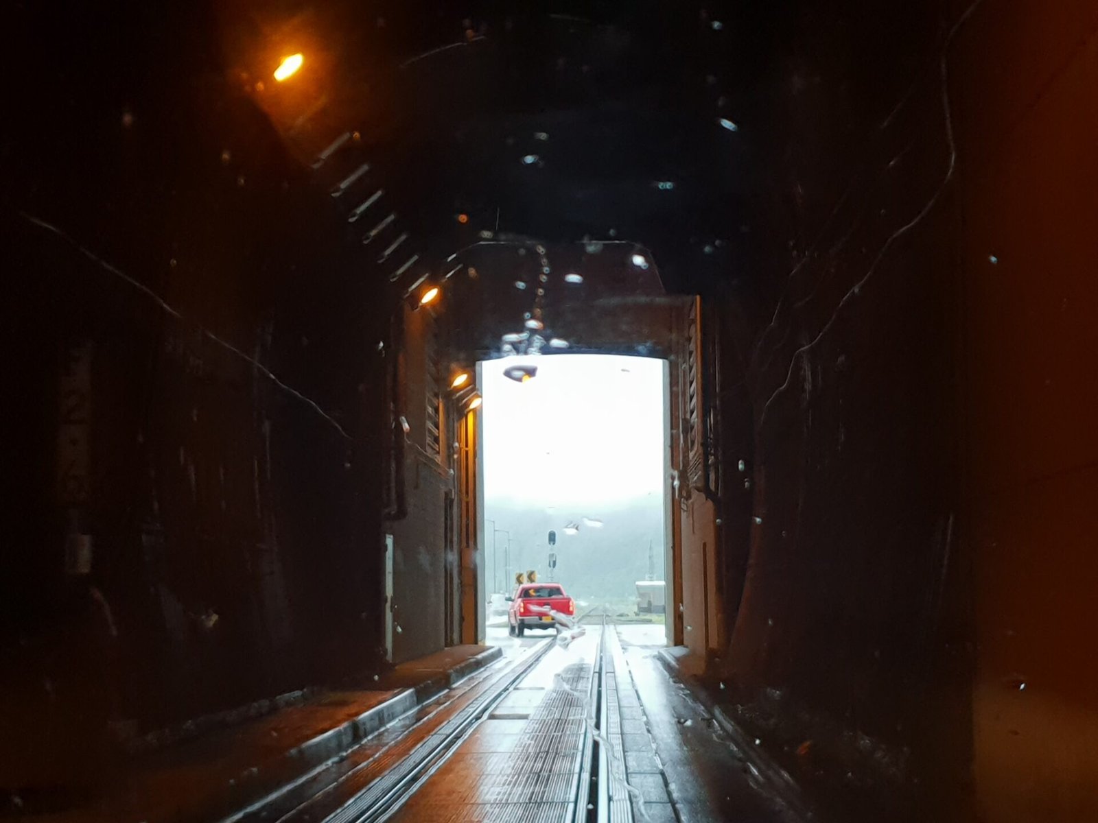 Exiting Anton Anderson Memorial Tunnel, Whittier, Alaska